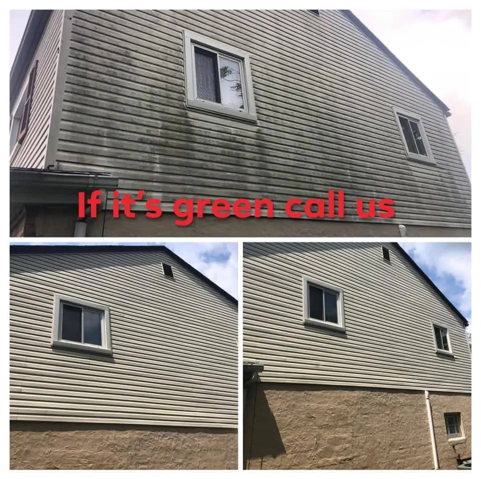 Before and after of house soft wash in Wexford P.A.